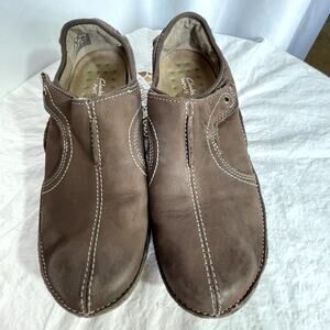 Clarks Wave Walk Size 8 Leather Comfort Shoes Hook & Loop closure brown